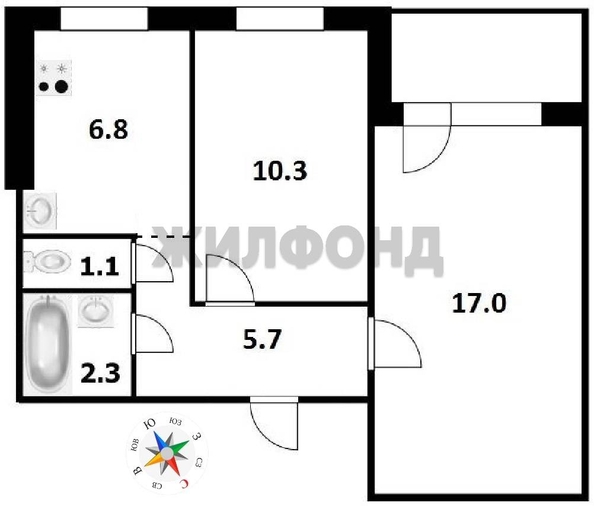 
  Продается 2-комн. квартира, 45.1 м², Комсомольская ул, д. 4
. Фото 4.