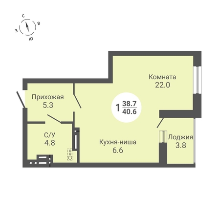 
  Продается студия, 40.6 м², ЖК На Петухова, дом 1
. Фото 1.