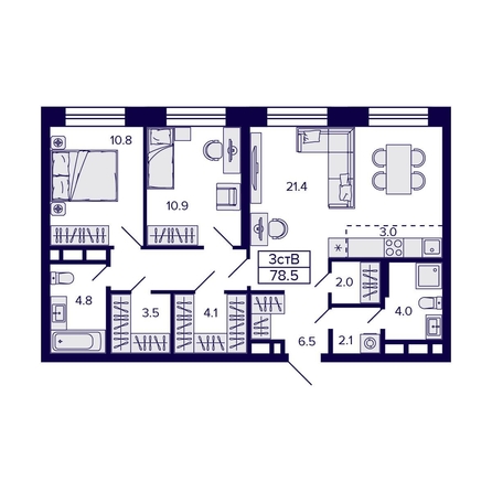 
  Продается 3-комн. квартира, 78.5 м², ЖК Citatum (Цитатум)
. Фото 1.
