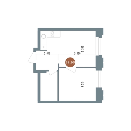 
  Продается 2-комн. квартира, 31.95 м², ЖК 19/56 Кварталы Телецентра, сек 4
. Фото 1.