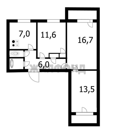
  Продается 3-комн. квартира, 62.1 м², Толбухина ул, д. 27/2
. Фото 21.