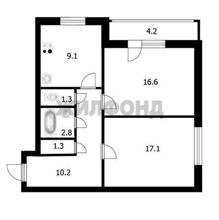 
  Продается 2-комн. квартира, 58.1 м², Петухова ул, д. 14/4
. Фото 1.