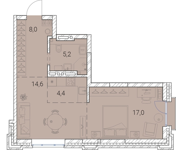 
  Продается 1-комн. квартира, 49.2 м², ЖК Тайм Сквер
. Фото 19.