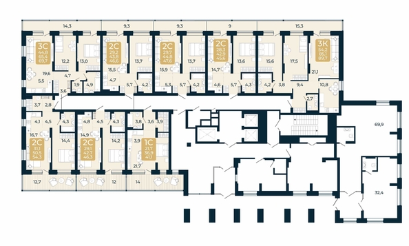 
  Продается 2-комн. квартира, 54.3 м², ЖК Первый на Есенина, дом 3
. Фото 1.