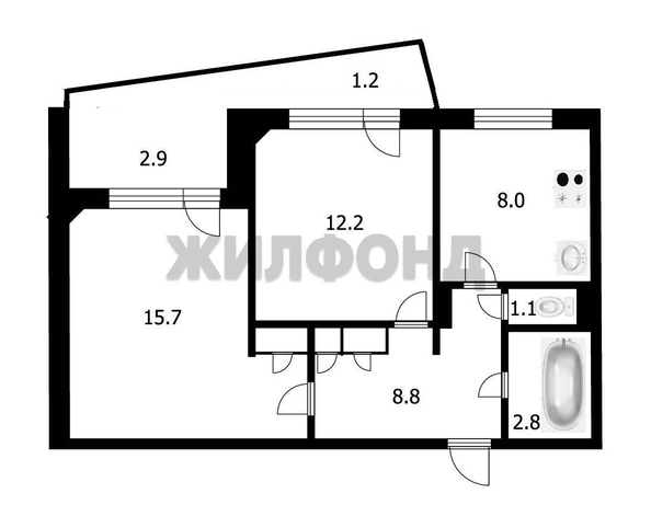 
  Продается 2-комн. квартира, 48.6 м², Поселок Кольцово, д. 2
. Фото 17.