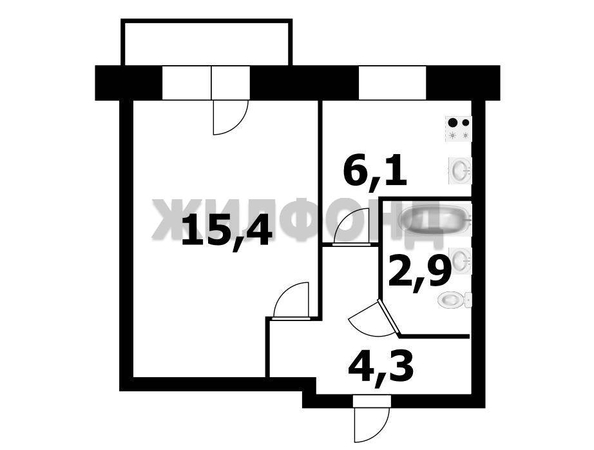 
  Продается 1-комн. квартира, 28.7 м², Киевская ул, д. 15
. Фото 2.
