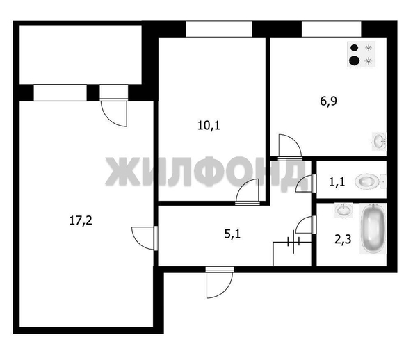 
  Продается 2-комн. квартира, 45.1 м², Комсомольская ул, д. 4
. Фото 10.