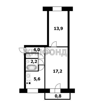 
  Продается 2-комн. квартира, 43.4 м², Петухова ул, д. 110
. Фото 1.