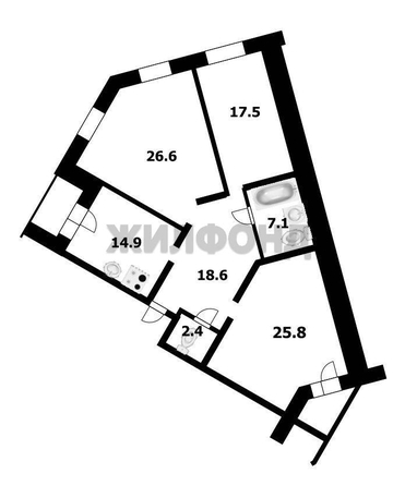 
  Продается 3-комн. квартира, 113 м², 1-е Мочищенское ш, д. 150
. Фото 10.