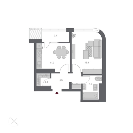 
  Продается 1-комн. квартира, 42.56 м², ЖК Беринг, дом 3
. Фото 1.