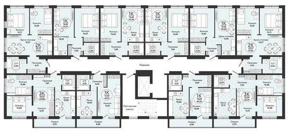 
  Продается 1-комн. квартира, 42.28 м², ЖК Одоевский, дом 4
. Фото 1.