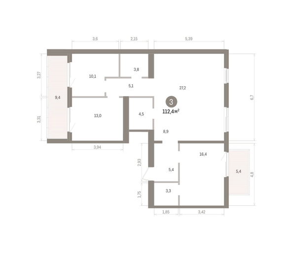 
  Продается 3-комн. квартира 112.44 м², в ЖК Пшеница, дом 5.2. Фото 2.
