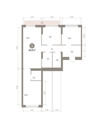
  Продается 3-комн. квартира, 84.9 м², ЖК Лебедевский квартал, дом 1
. Фото 2.