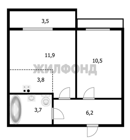 
  Продается 2-комн. квартира, 36.1 м², ЖК Свобода, дом 5
. Фото 9.