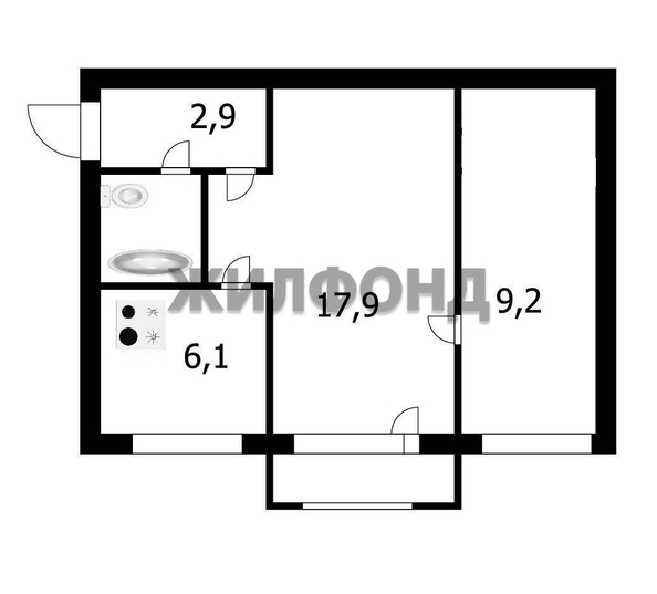 
  Продается 2-комн. квартира, 41.3 м², Ключ-Камышенское Плато ул, д. 1
. Фото 22.