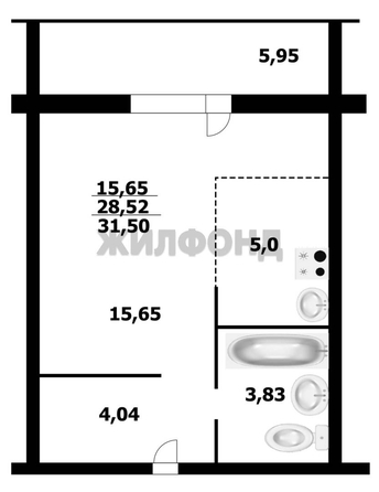 
  Продается студия 28.3 м², в МКР Олимпийской славы, дом 2. Фото 12.
