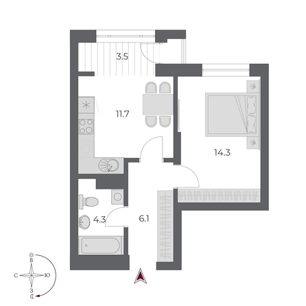 
  Продается 1-комн. квартира 39.9 м², в ЖК ОСКАР, дом 2. Фото 2.