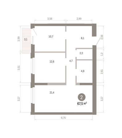 
  Продается 2-комн. квартира 67.47 м², в ЖК Город на озере. Фото 1.