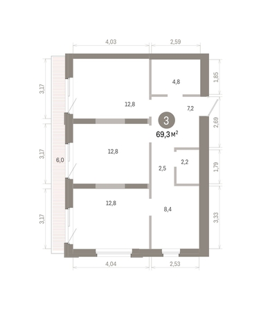 
  Продается 3-комн. квартира 69.28 м², в ЖК Город на озере. Фото 1.