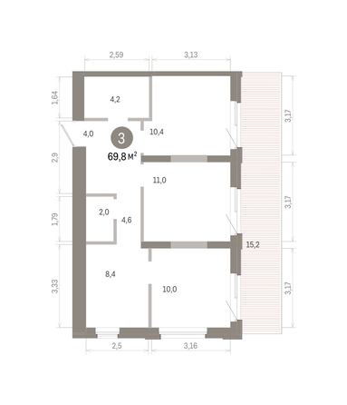 
  Продается 3-комн. квартира 69.77 м², в ЖК Город на озере. Фото 1.