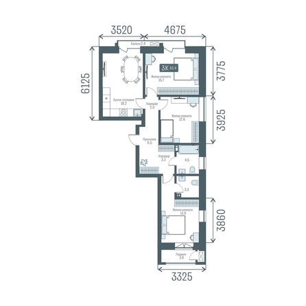 
  Продается 3-комн. квартира 83.4 м², в  Кварталы Немировича, 2 очередь. Фото 2.