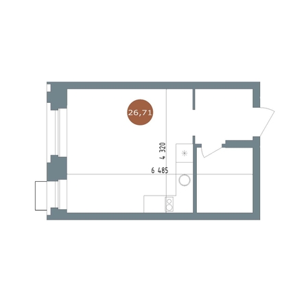 
  Продается студия 26.7 м², в ЖК 19/56 Кварталы Телецентра, сек 2. Фото 1.