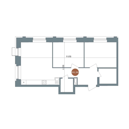 
  Продается 2-комн. квартира 60.3 м², в ЖК 19/56 Кварталы Телецентра, сек 2. Фото 1.