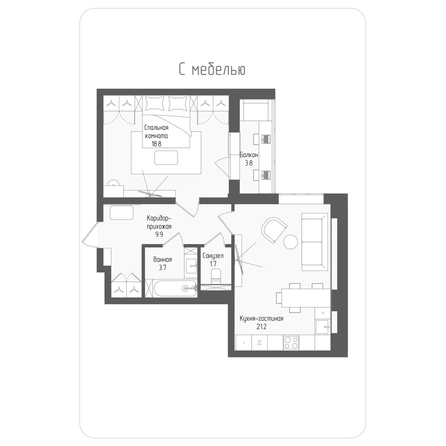 
  Продается 2-комн. квартира 57.2 м², в ЖК Тетрис, корпус 2. Фото 2.