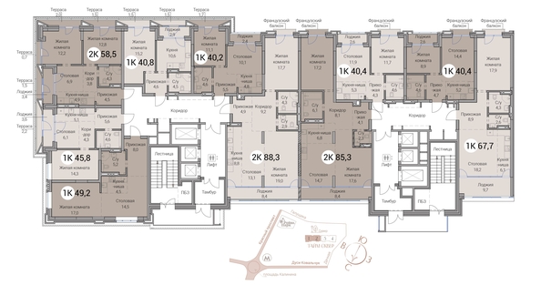 
  Продается 3-комн. квартира 88.3 м², в ЖК Тайм Сквер. Фото 19.