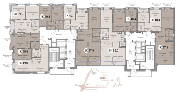 
  Продается 3-комн. квартира 87.6 м², в ЖК Тайм Сквер. Фото 19.