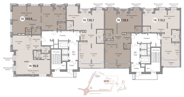 
  Продается 3-комн. квартира 96.8 м², в ЖК Тайм Сквер. Фото 37.