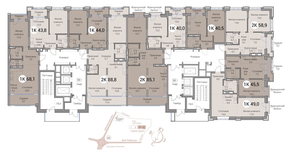 
  Продается 3-комн. квартира 58.9 м², в ЖК Тайм Сквер. Фото 19.