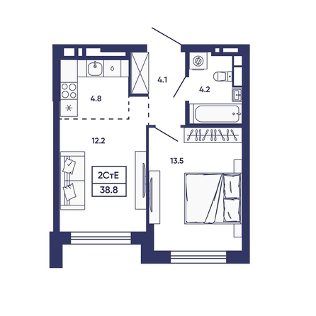 
  Продается 2-комн. квартира 38.8 м², в ЖК Сподвижники, дом 2. Фото 4.