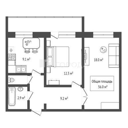 
  Продается 2-комн. квартира 56 м², в ЖК Аквамарин, дом 7. Фото 35.