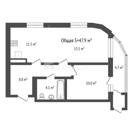 
  Продается 2-комн. квартира 47.8 м², в ЖК Беринг, дом 1. Фото 45.