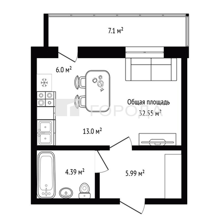 
  Продается студия 28.6 м², в ЖК Рубин. Фото 25.