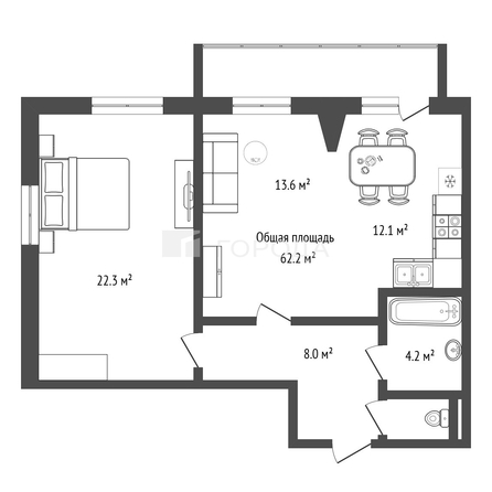 
  Продается 2-комн. квартира 62.2 м², в ЖК Дождь. Фото 36.