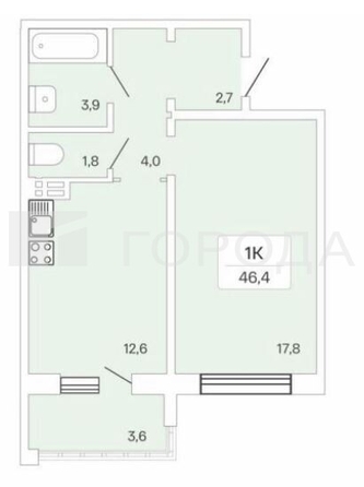 
  Продается 1-комн. квартира 46.4 м², в ЖК Цветной бульвар, дом 1. Фото 27.