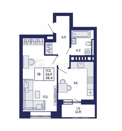 
  Продается 1-комн. квартира 39 м², в ЖК Горизонт, дом 1. Фото 7.