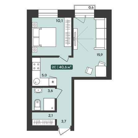 
  Продается 2-комн. квартира 40.6 м², в ЖК Альпийский квартал, 2 очередь. Фото 11.