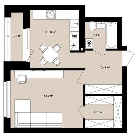 
  Продается студия 46.73 м², в ЖК  Римский квартал, 2 очередь. Фото 2.