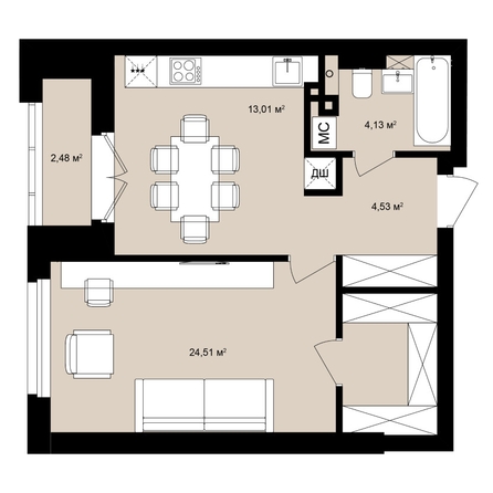 
  Продается студия 47.07 м², в ЖК  Римский квартал, 2 очередь. Фото 2.