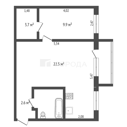 
  Продается 2-комн. квартира 43.3 м². Фото 11.