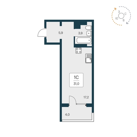 
  Продается студия 30.8 м², в ЖК Квартал Сосновый бор, дом 1. Фото 3.