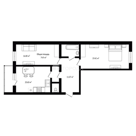 
  Продается 2-комн. квартира 74.9 м². Фото 11.