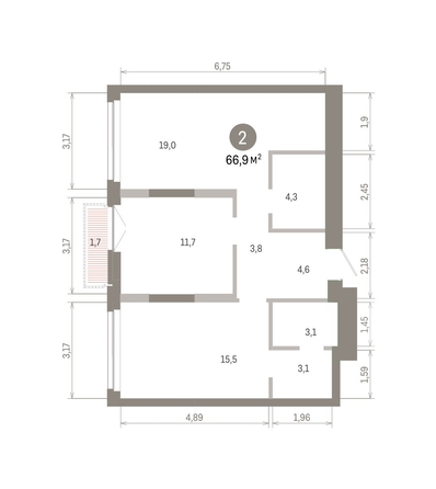 
  Продается 2-комн. квартира 66.86 м², в ЖК Европейский берег, дом 45. Фото 2.