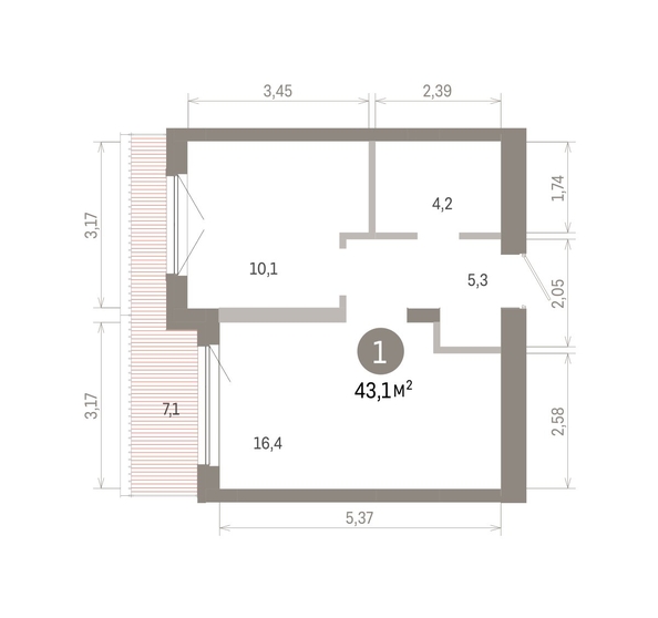
  Продается 1-комн. квартира 43.11 м², в ЖК Европейский берег, дом 46. Фото 1.