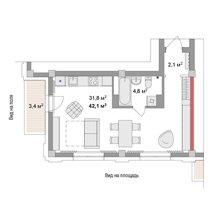 
  Продается студия 42.1 м², в ЖК Мегаполис. Фото 6.