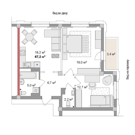 
  Продается 3-комн. квартира 67.2 м², в ЖК Мегаполис. Фото 6.