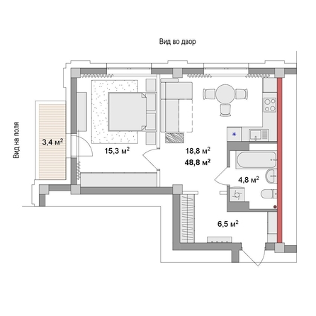 
  Продается 2-комн. квартира 48.8 м², в ЖК Мегаполис. Фото 6.